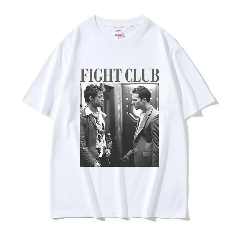 Classic Movie Fight Club Graphic T Shirt Men Vintage Gothic Short Sleeve T-shirt Unisex Punk Oversized Cotton Tshirts Streetwear