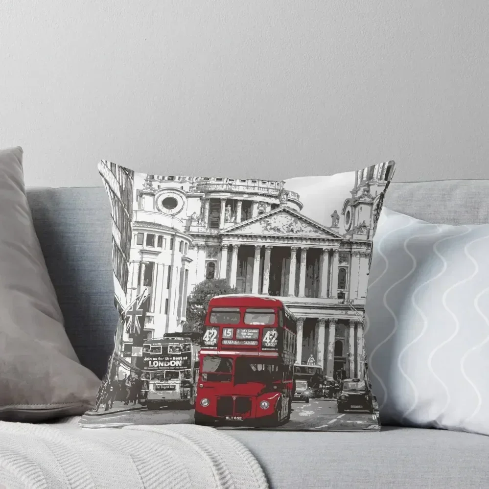 Red Double Decker Bus in London Throw Pillow Custom Cushion Photo Cushions For Children Rectangular Cushion Cover pillow