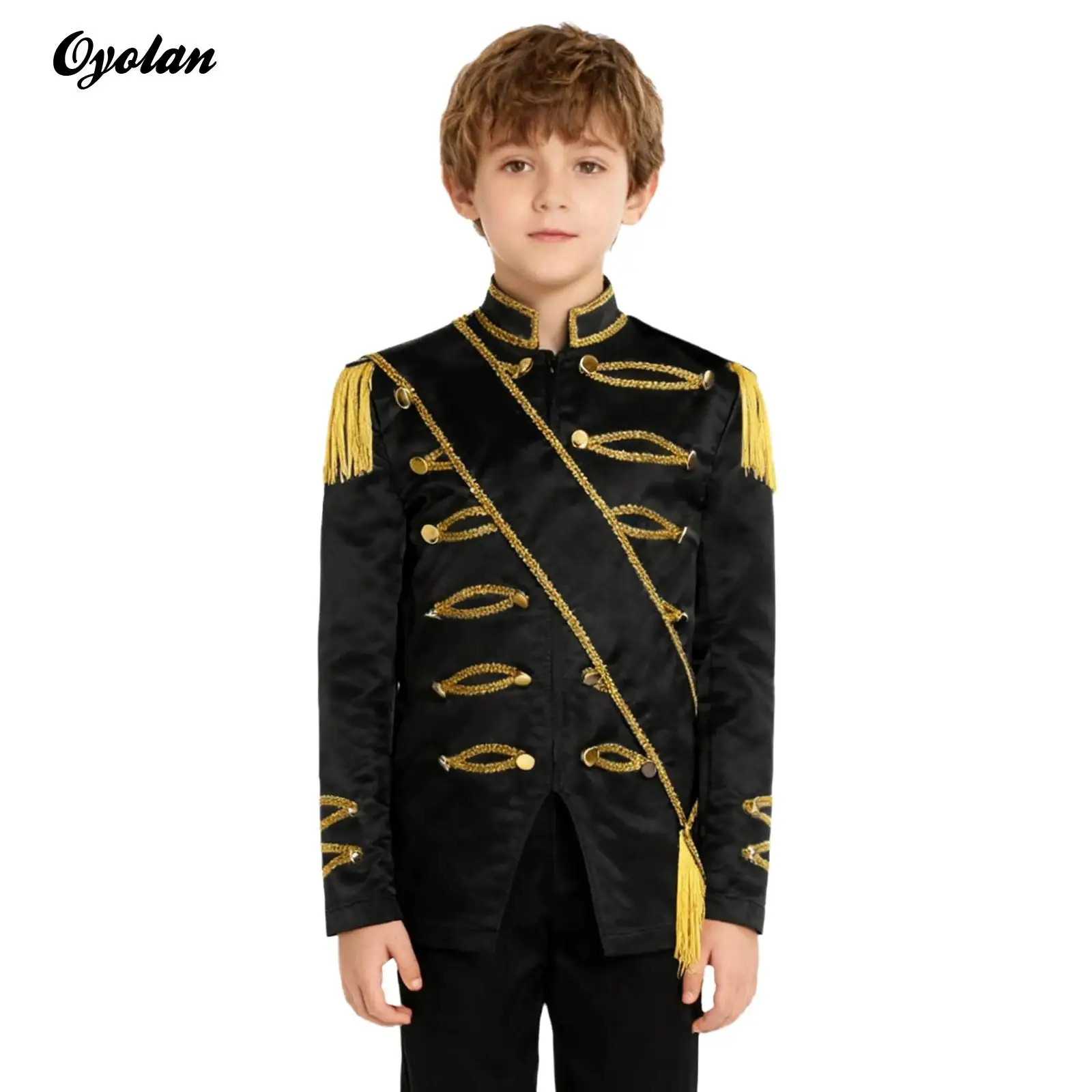 Meninas meninos circo ringmaster jaqueta com faixa borla ouro sargento sgt pimenta tambor banda grande cosplay desempenho traje
