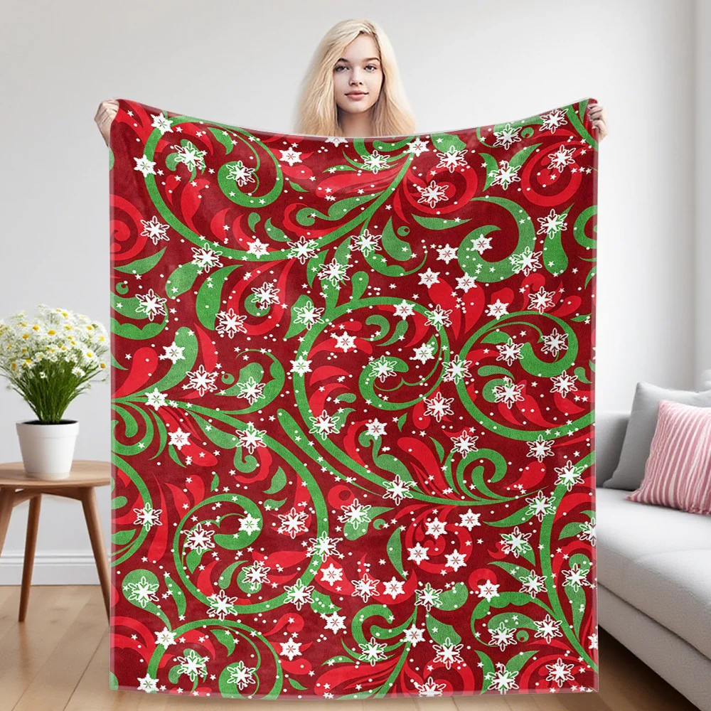 Xmas Snow Scroll Winter And Summer French Plush Blanket Soft And Fluffy Comfortable Wool Blanket Sofa Ideal Gift