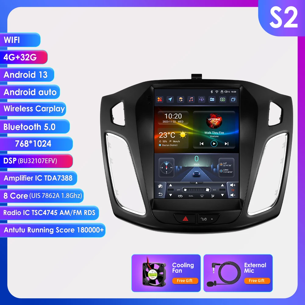 Hizpo voor Tesla Stijl Carplay Android Autoradio voor Ford Focus MK3 2012-2018 Multimedia Video Player Navigatie GPS auto Stereo