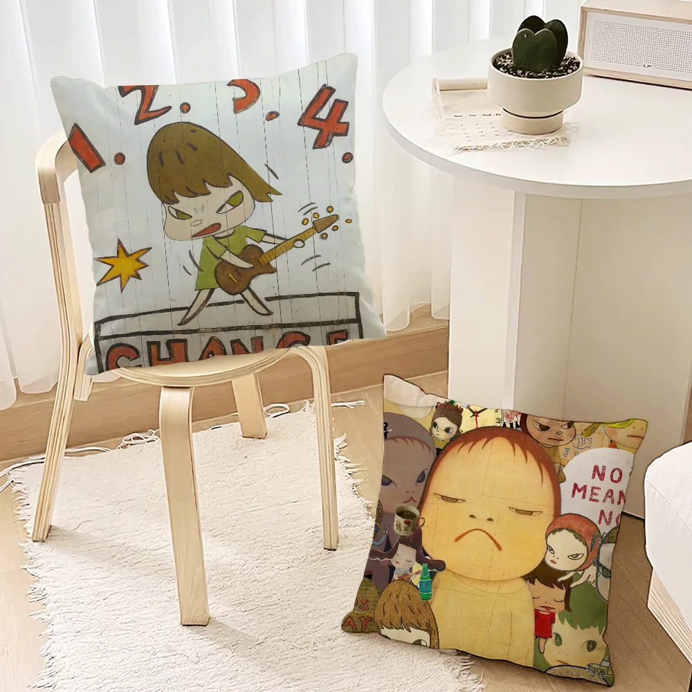 Cartoon Y-Yoshitomo N-Nara Art P-Poster Pillow Case Living Room Accent Couch Back Support Square Lounge Restful Nap Companion ﻿