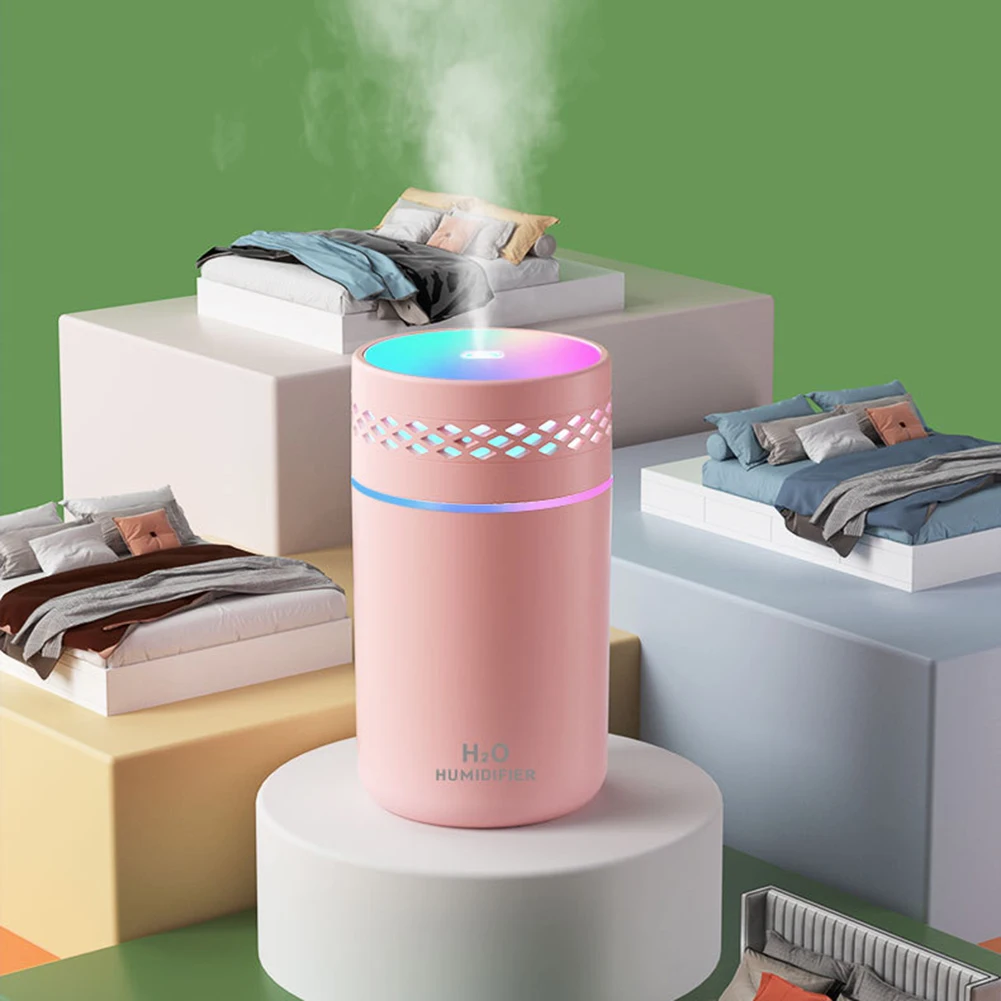 Humidificador de aire portátil para coche, difusor con luz de ambiente, carga USB, humidificadores de escritorio silenciosos para dormitorio y oficina