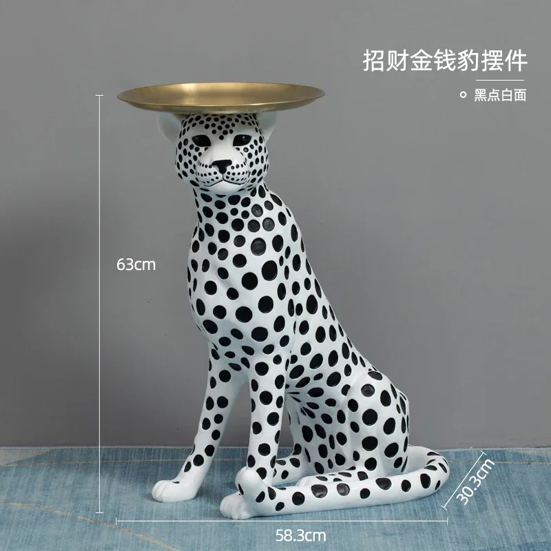 طاولة القهوة الإبداعية الإبداعية ليوبارد شكل الطابق الحلي غرفة المعيشة المنزلي الديكور ضوء الفاخرة مدخل صينية طاولات جانبية