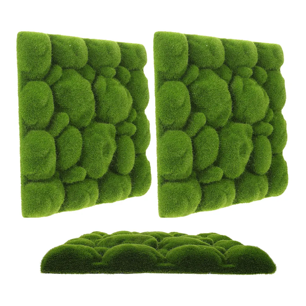 3Pcs Artificial Moss Decor Board Realistic Foam Moss Panel DIY Background Wall Decoration Green Turf for Indoor Outdoor