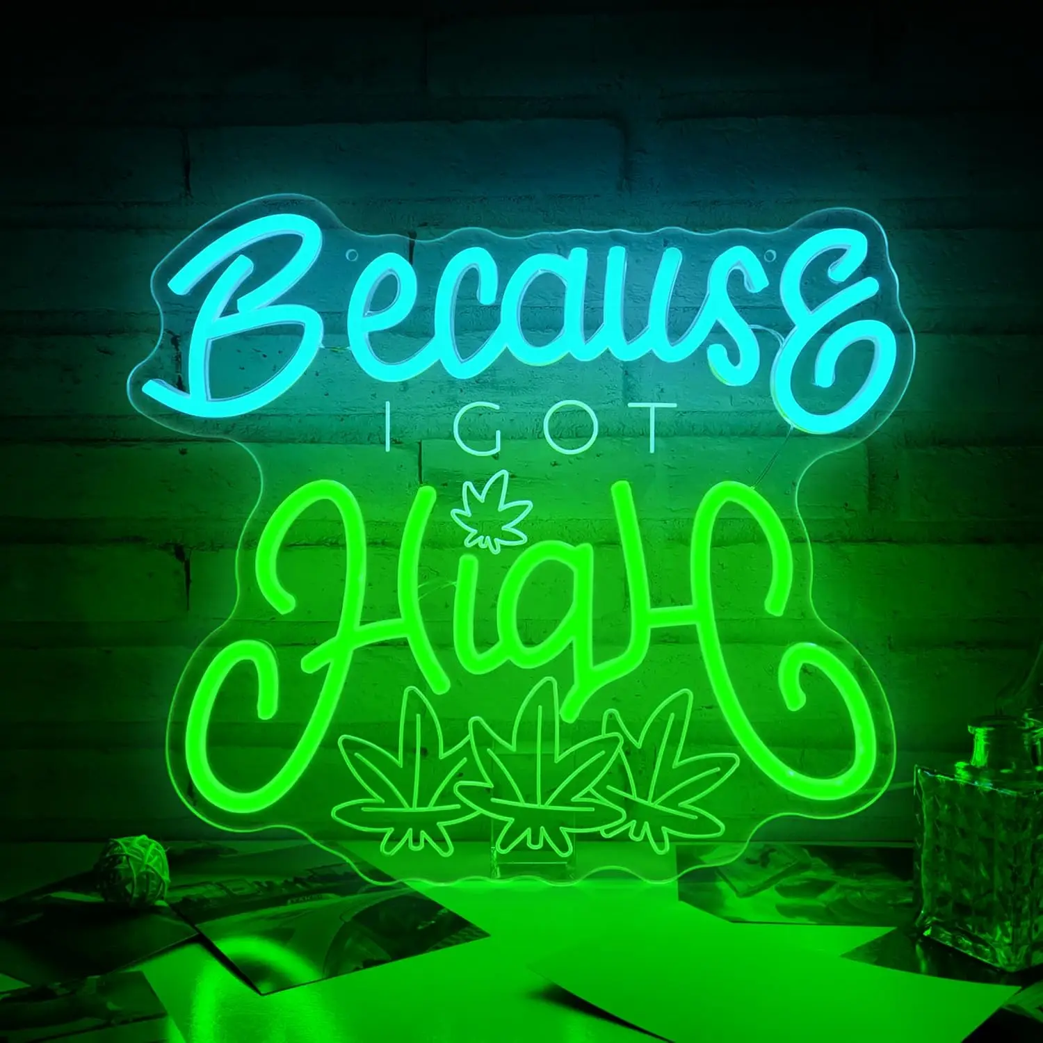 

Because I Got High Neon Sign USB Dimmable LED Neon Light Sign Wall Art Decoration for Gameroom Bedroom Man Cave Bar Party Gifts