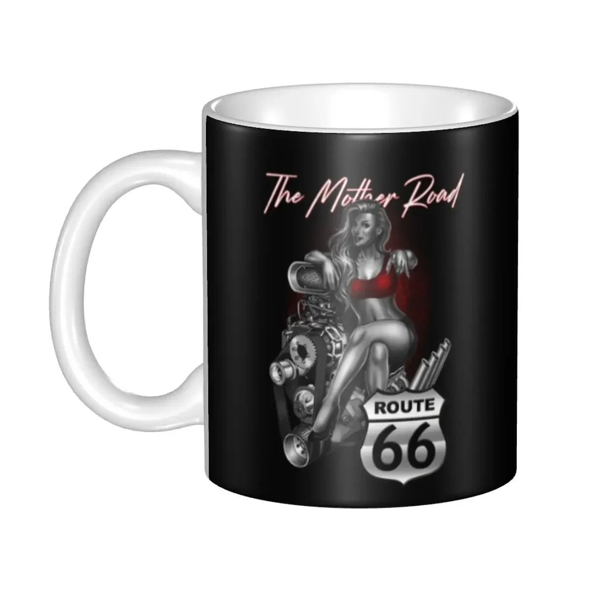 DIY Ride The Route 66 Ceramic Mug Personalized Biker Motorcycle Cruise America's Highway Coffee Cup Creative Gift