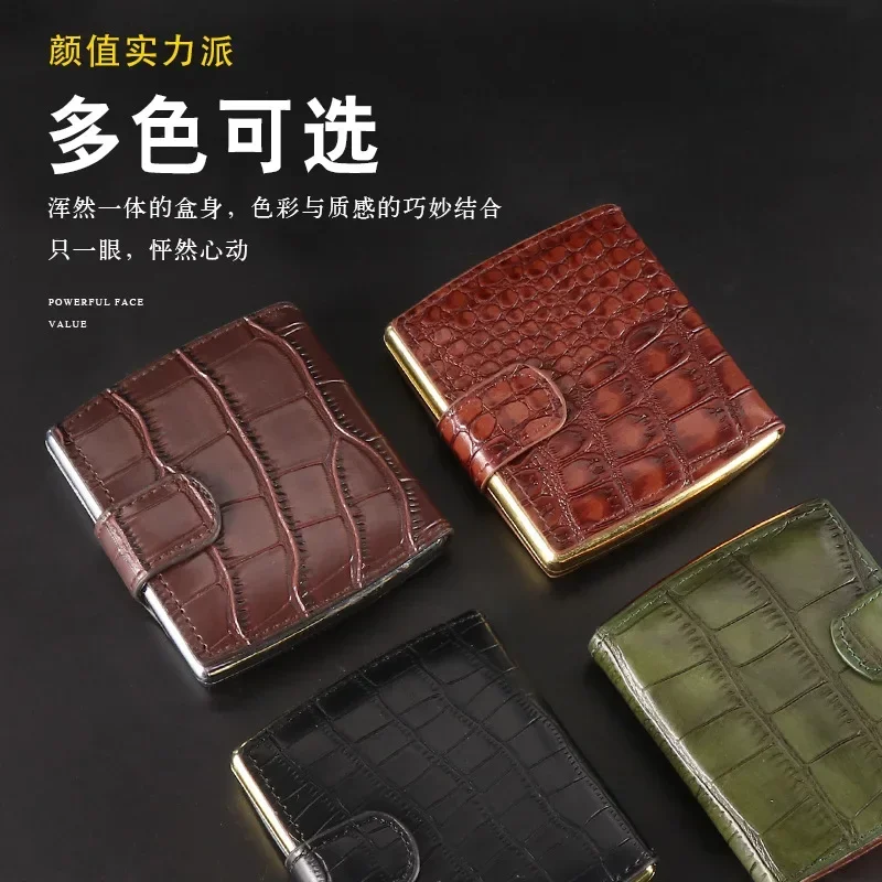 Black Luxury Cigarette Case Leather High Quality Metal Frame Pouch Container for Lighter Holds 10 Stick Box Storage Tobacco Gift