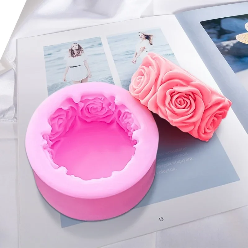 Food Grade Rose Flower Shap Silicone Candle Mold Fondant Molds Handmade Soap Clay Mold Cake Baking Wedding gift Decorating Tools