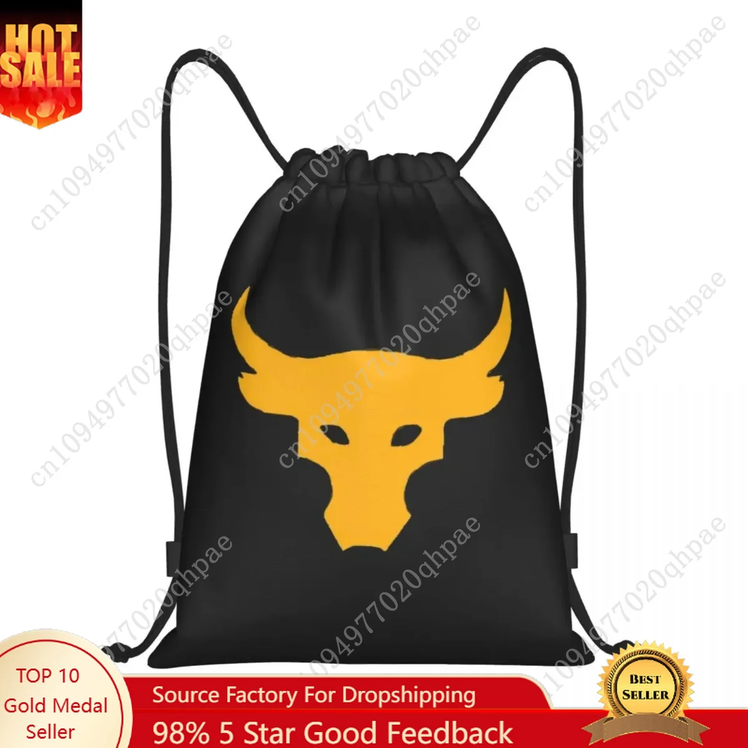 

Dwayne Rock Roll Bull Drawstring Backpack Sports Gym Bag for Women Men Johnson Training Sackpack