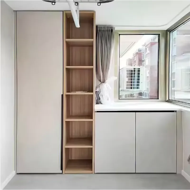 Balcony Locker Solid Wood Modern Simple Custom Wall Mounted Integrated Durable Easy to Assemble