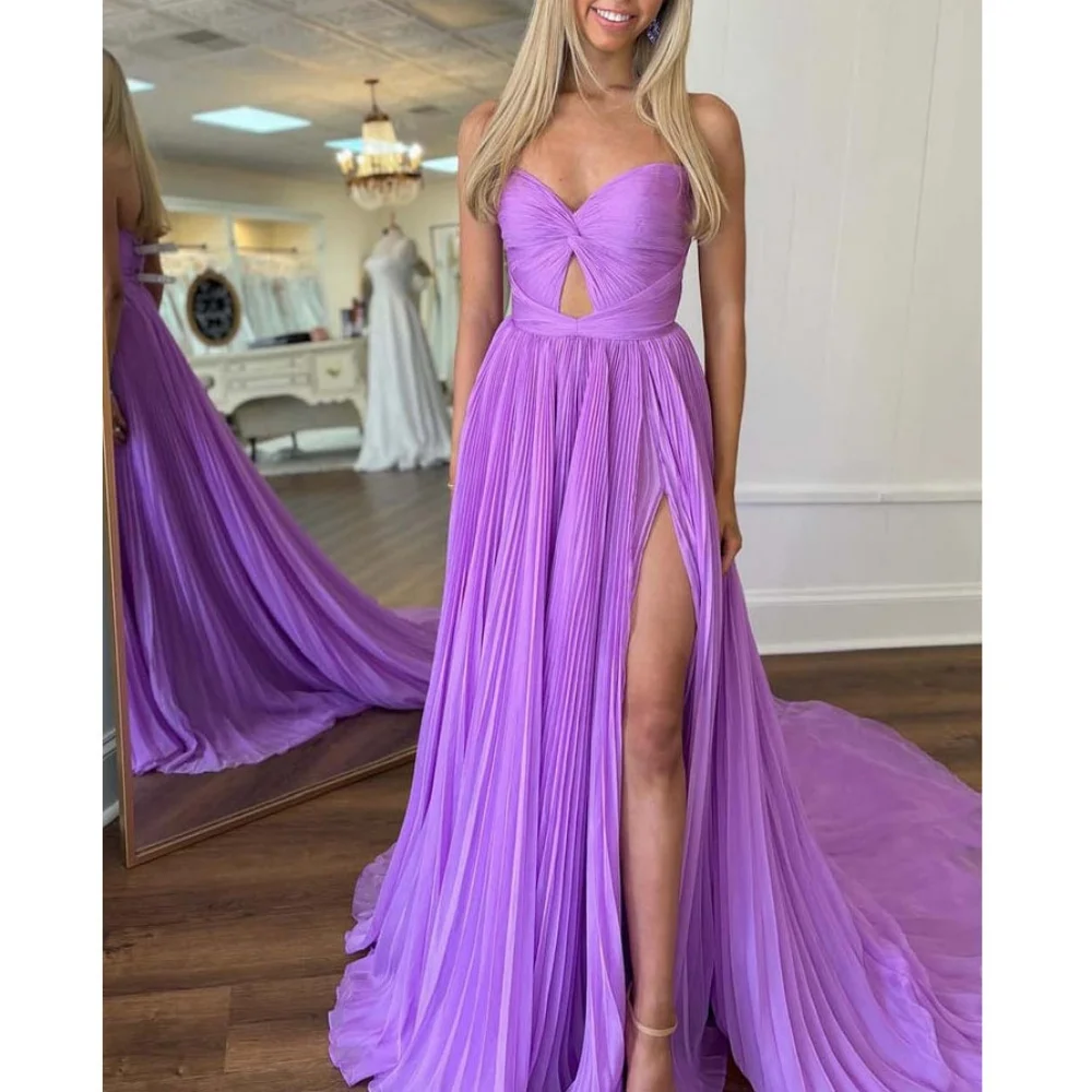 

Sexy A-Line Evening Dresses Sweetheart with Slit Party Dresses Pleated Prom Dresses Simple Vestidos De Fiesta فساتين السهرة