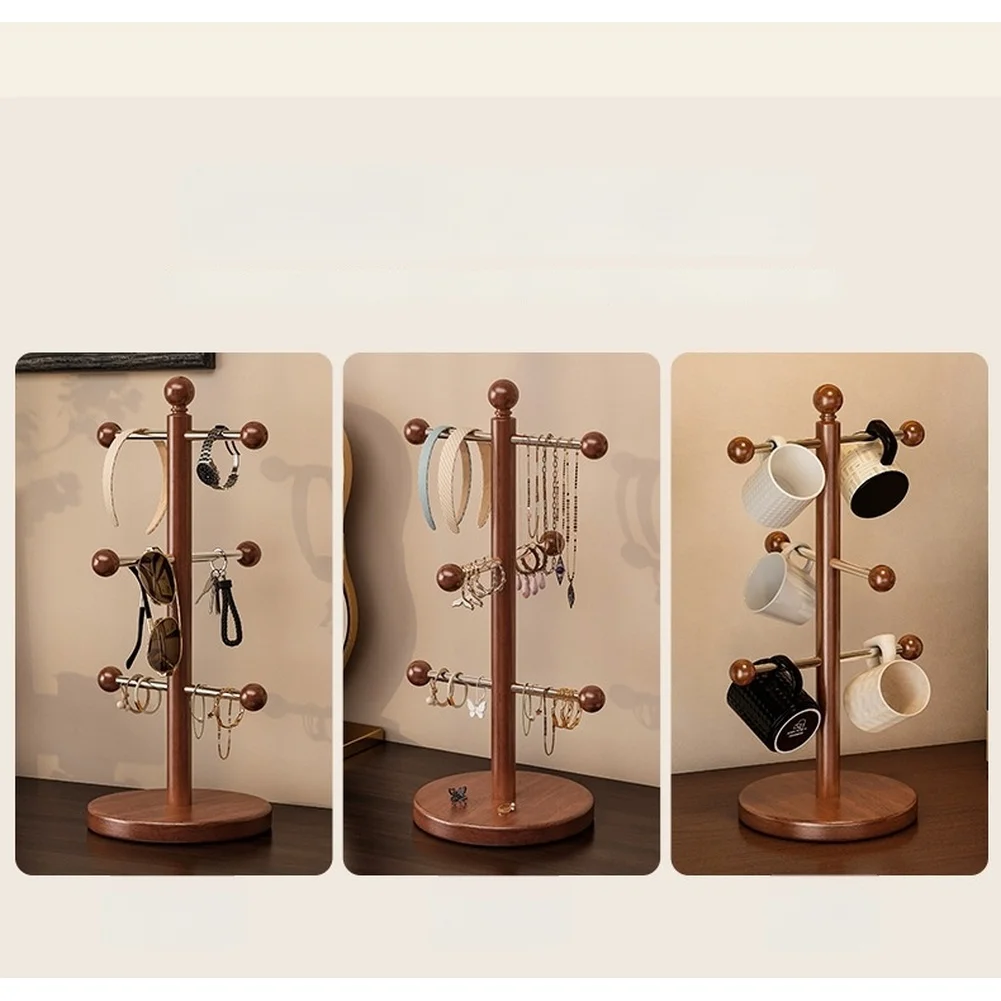 Brown Solid Wood Hanging Storage Shelf for Keys Jewelry Cups with Open Layout Easy Retrieval Compact Footprint