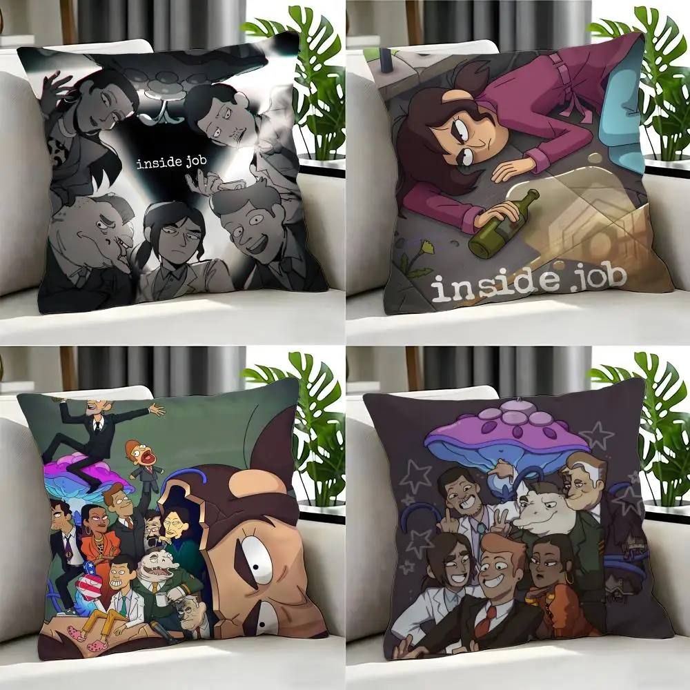Funda de cojín con dibujos animados de Inside Job, juego de 4 fundas de cojín de 50x50, 45x45, 40x40, funda de almohada decorativa para sofá, decoración del hogar