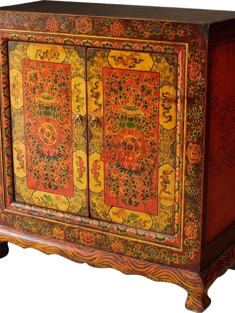 TAOSolid Wood Multi-Layer Locker Hand-Painted Entrance Shoe Cabinet with