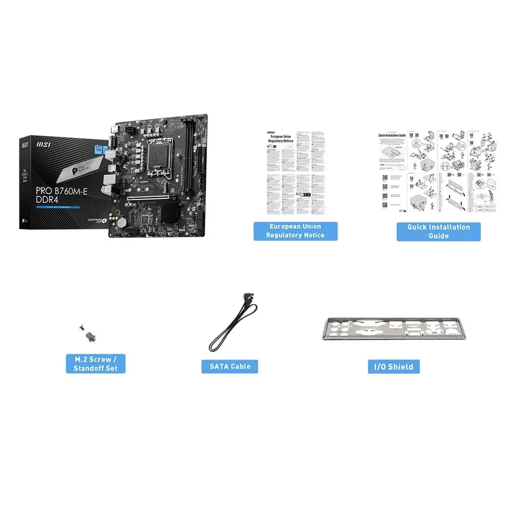 MSI PRO B760M-E DDR4 Motherboard LGA1700 SATA3 M.2 Supports Intel 13th 12th CPU 12400 12900 13600K/F Desktop Computer Mainboard