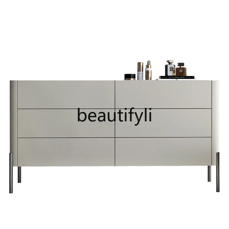 

Italian minimalist chest cabinet paint light luxury storage multi-layer drawer bedroom solid wood partition entrance cabinet