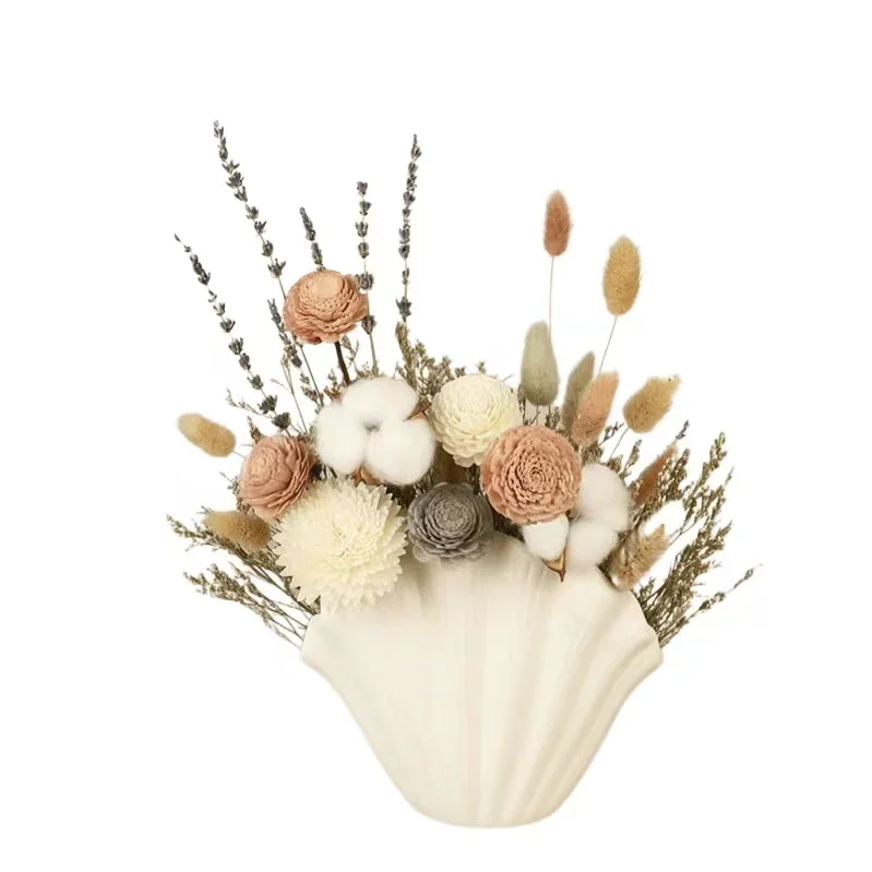 

Декоративная ваза с сухоцветами, цветочная композиция для гостиной, украшение для прихожей, декор для тумбы под телевизор в скандинавском стиле, легкая роскошь