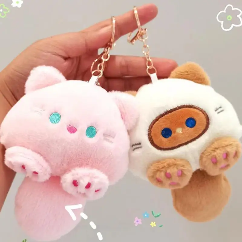 Porte-clés en peluche chat moelleux pour voiture, porte-clés mignon, accessoires de sac à main, pendentif, sac à dos, joprédire