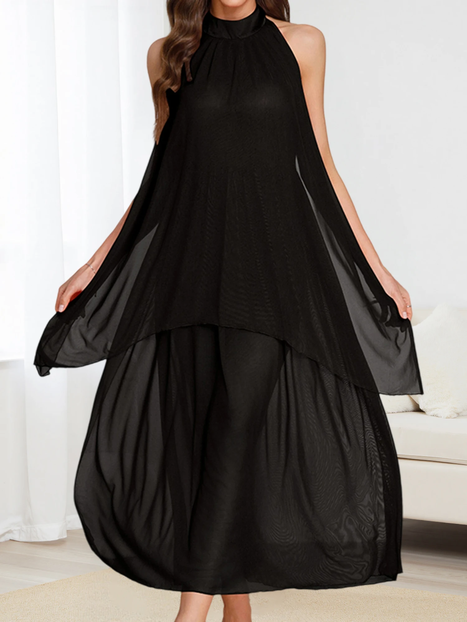 Camisón ligero con ribete de encaje para mujer, con correas ajustables y escote en V para una comodidad en ropa de dormir de verano