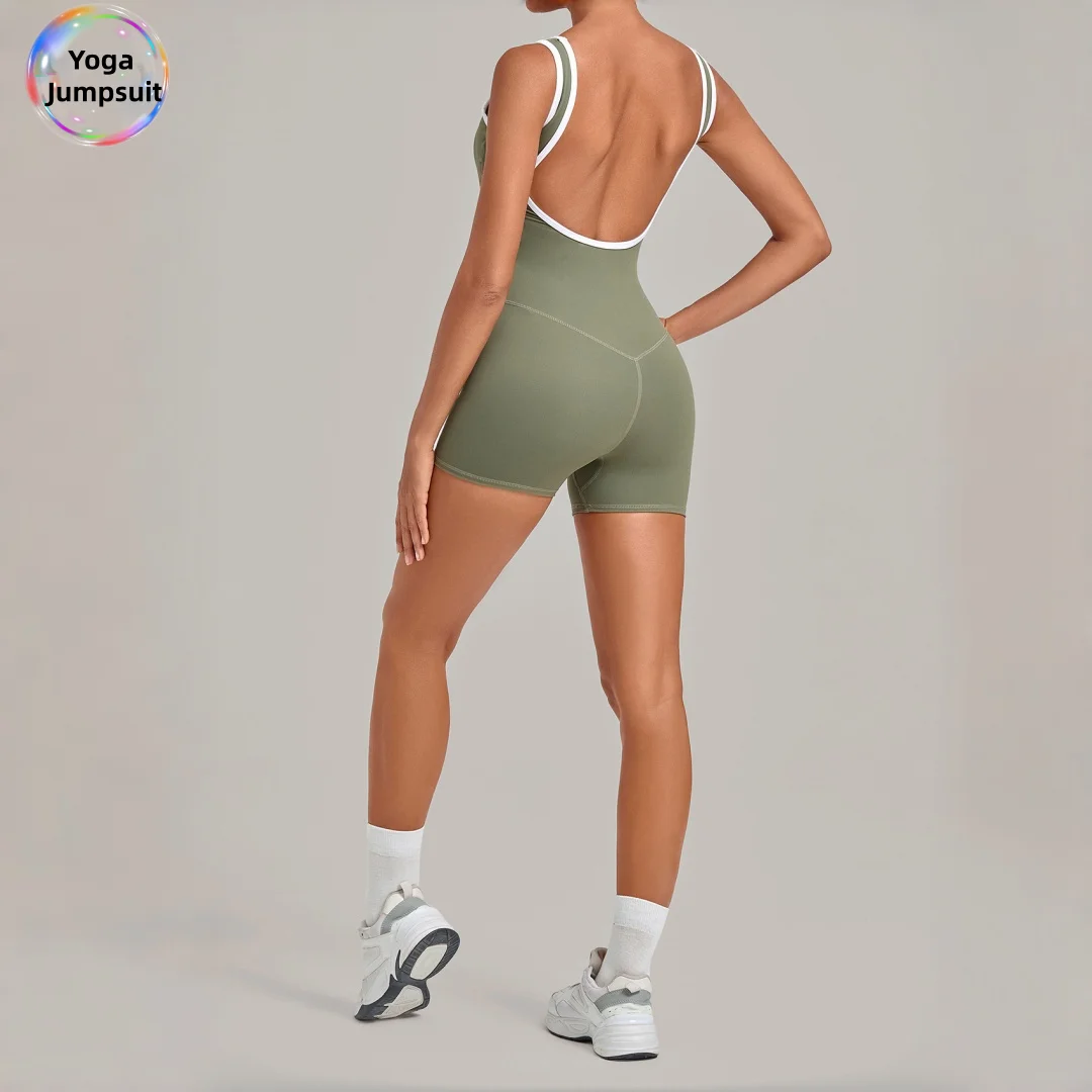 New Women's Yoga Jumpsuit Sports Fitness Peach Hip Hollowed Out Beautiful Back Tight One-piece Running Workout Gym Yoga Bodysuit