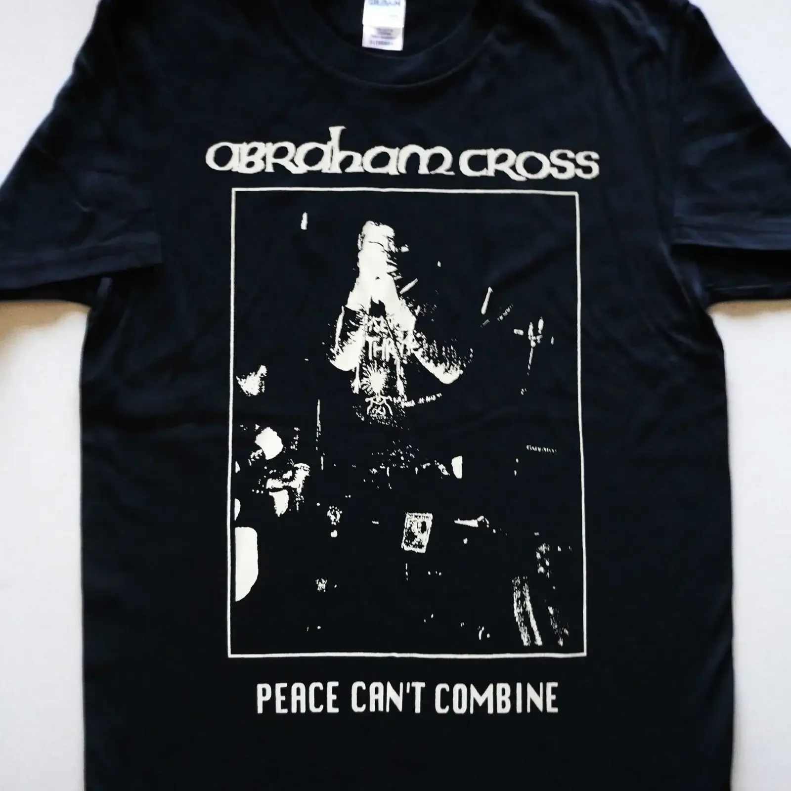 Футболка ABRAHAM CROSS в японском панк-стиле, винтажная, с эффектом потертости, с графическим принтом, повседневная, для ежедневной носки, слегка состаренная.