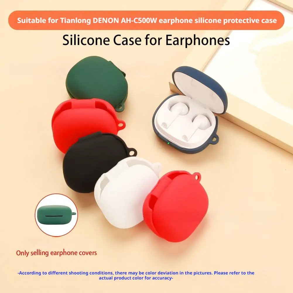 Silicone Protective Case for DENON AH-C500W Earbuds Shockproof Case Cover for DENON AH-C500W Protection Accessory I9F6