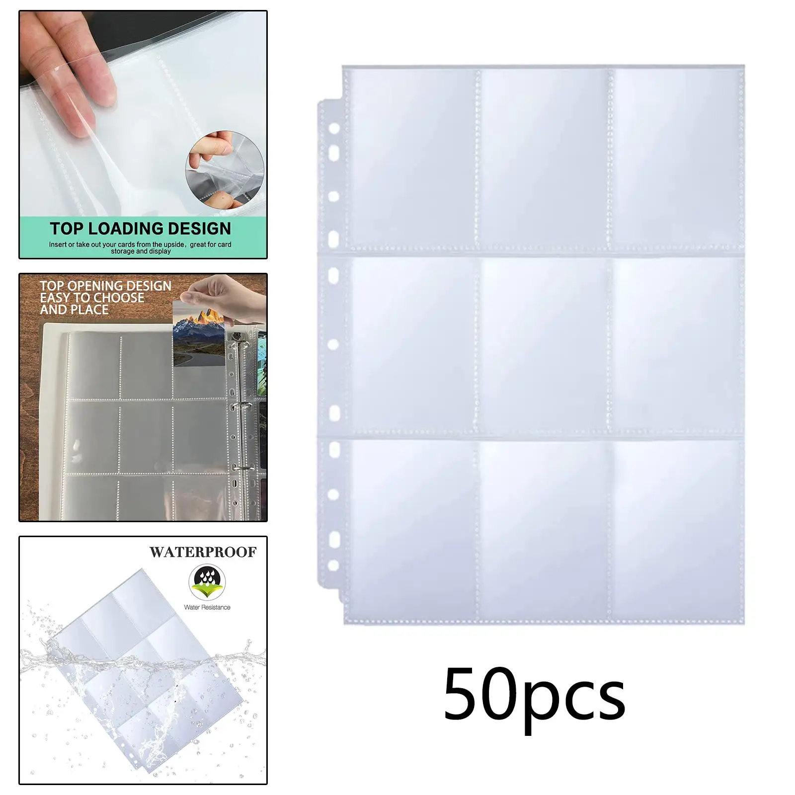 Transparent Cards Guard Sleeves, High Capacity Activity Binder, Trading Card Films, Transação Card Cover for Trading, 50Pcs