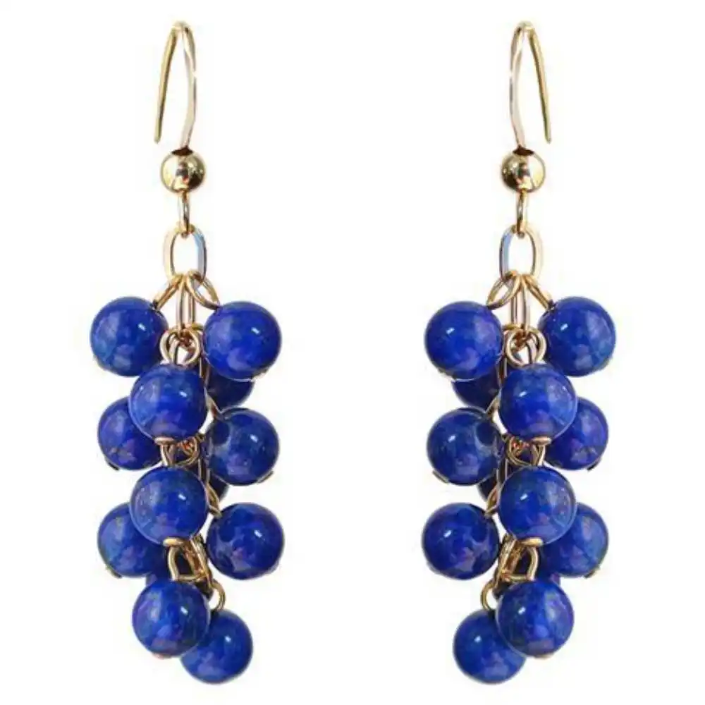 Natural Lapis lazuli beads Earrings Grapes Cluster eardrop Beautiful Accessories Holiday gifts Thanksgiving Easter Jewelry