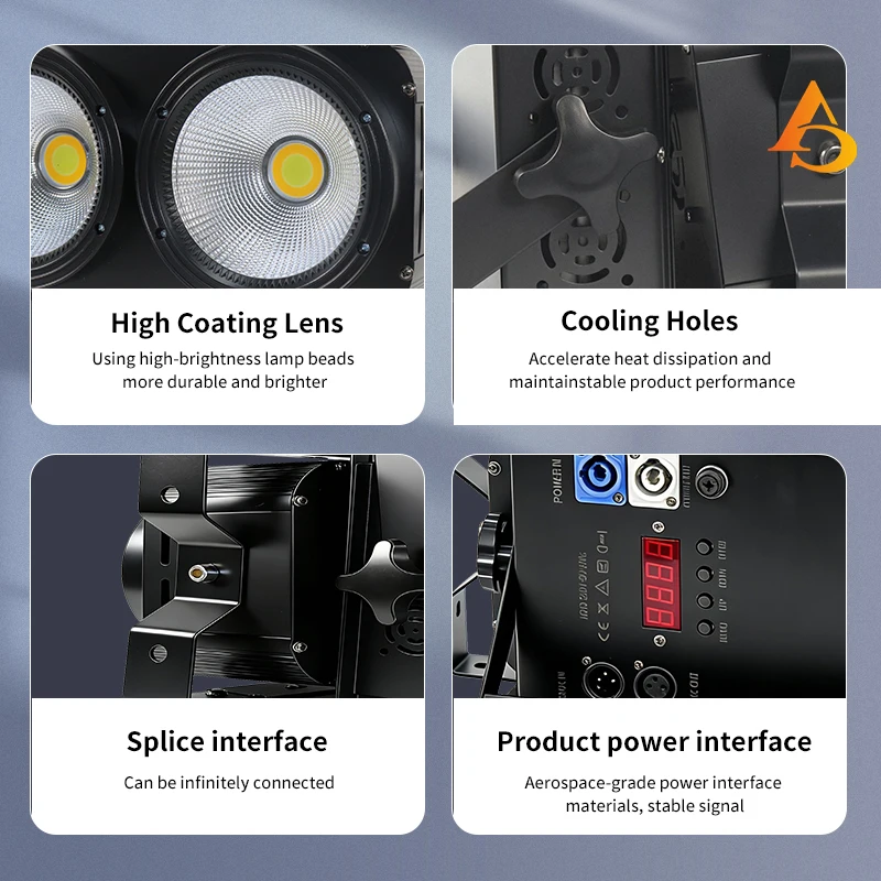 AICPOSE 200W 2-Eye Audience LED Blinder Par Light with 40/60 Beam Angle IP33 Smooth Dimming for Theater & Studio view 6
