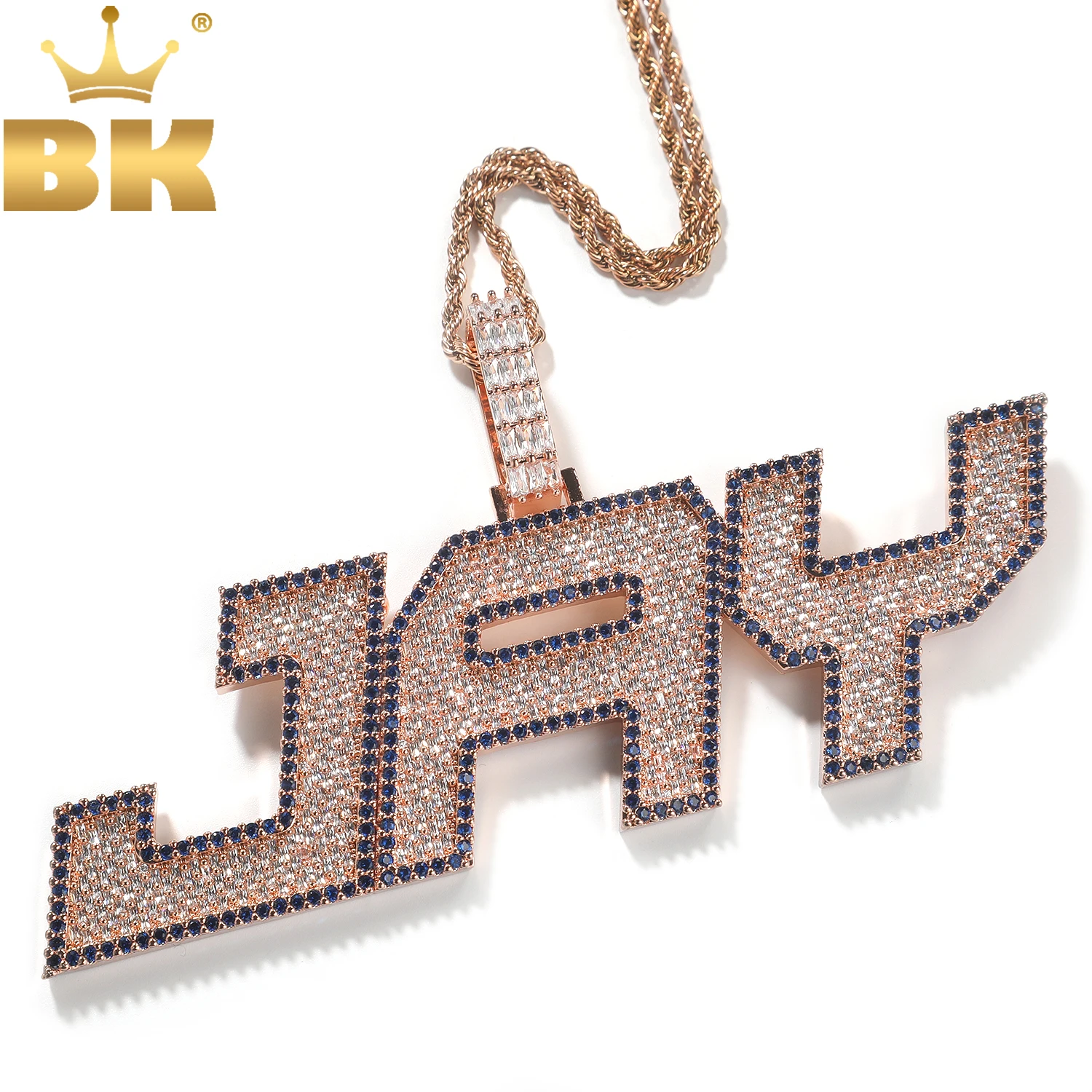 

THE BLING KING Custom Italics Letters&Numbers Necklace Micro Paved Cubic Zircon NamePlate Necklace Hiphop Jewelry