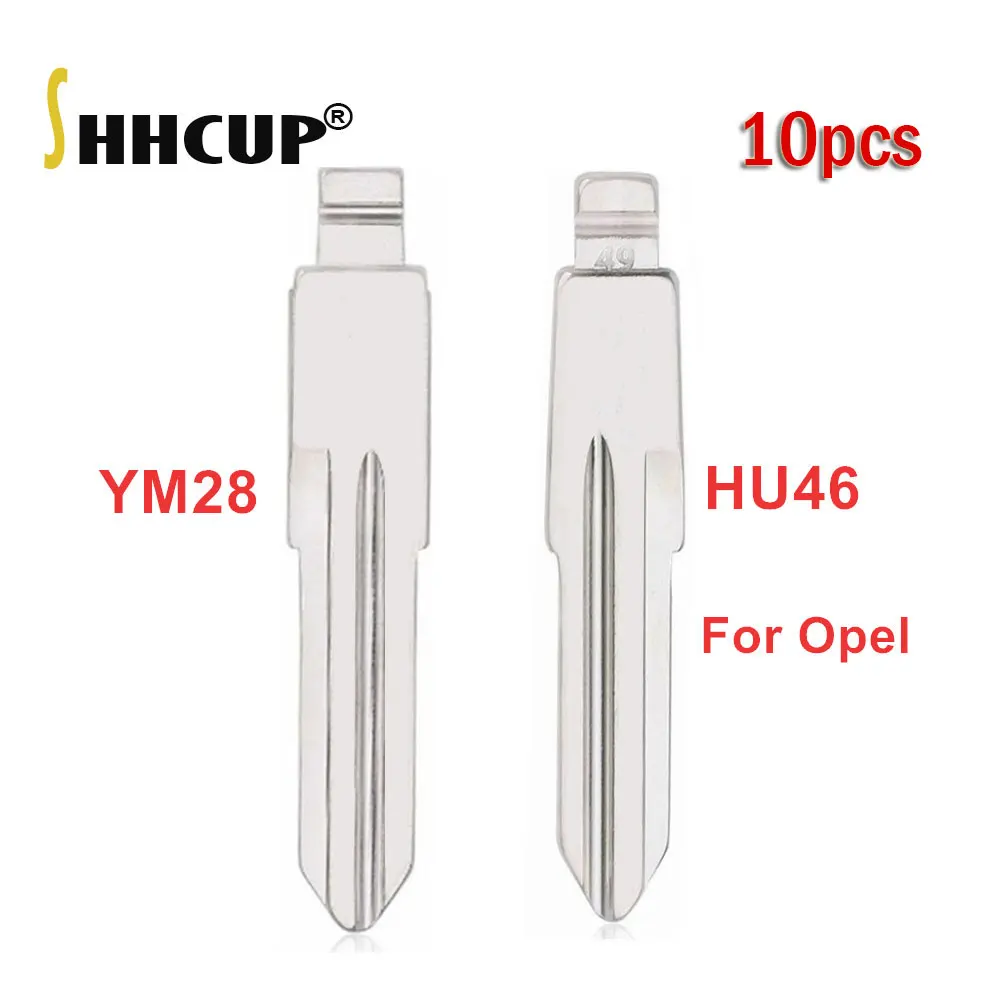 10pcs Metal Uncut Blank Flip Remote Key Blade YM28 YM28FH HU46 Blade for Opel Chevrolet for KEYDIY KD Xhorse VVDI JMD Remote Key