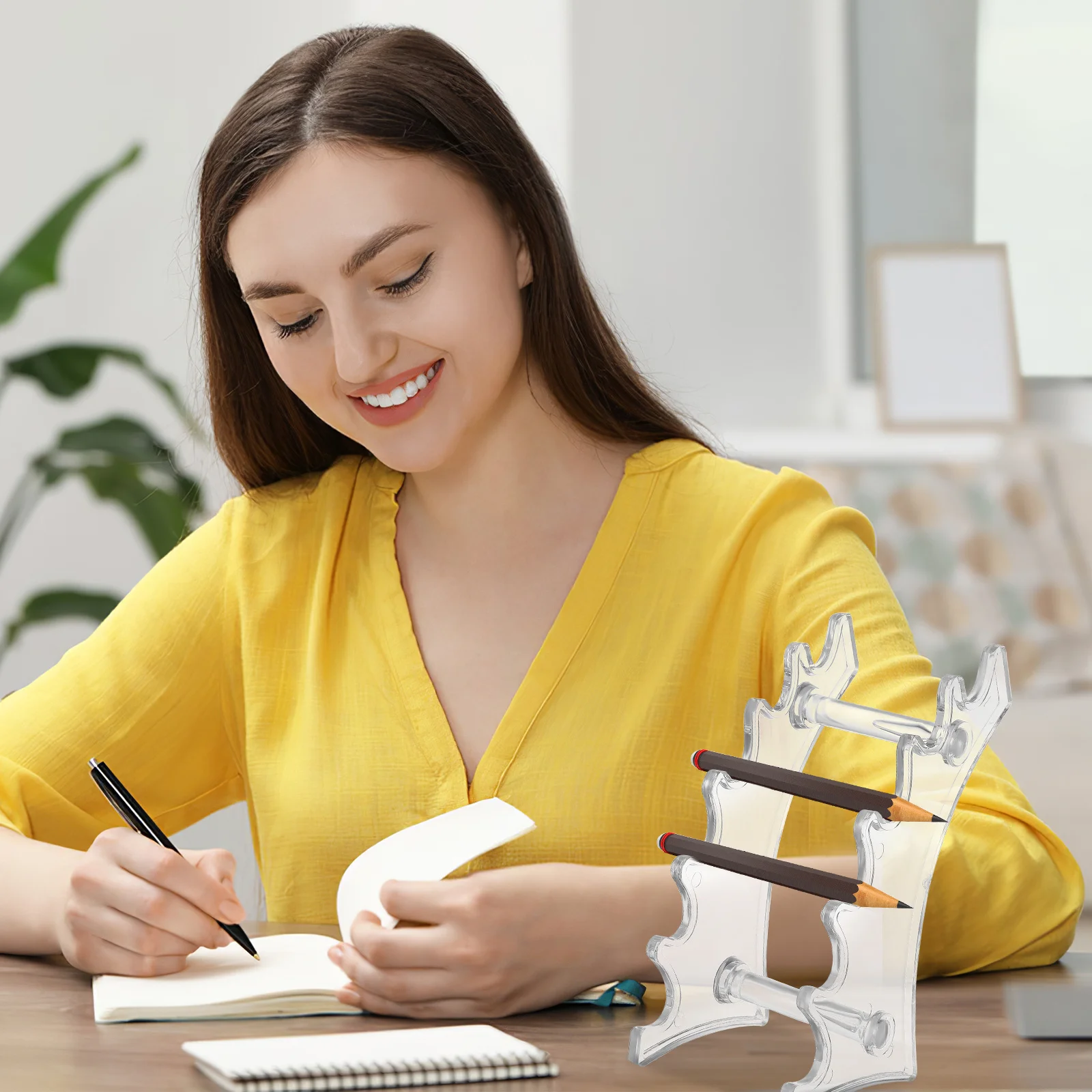 

2Pcs Pen Display Stand Horizontal Detachable Desktop Organizer Rack Pen Holder Makeup Brush Storage Desk Organizer