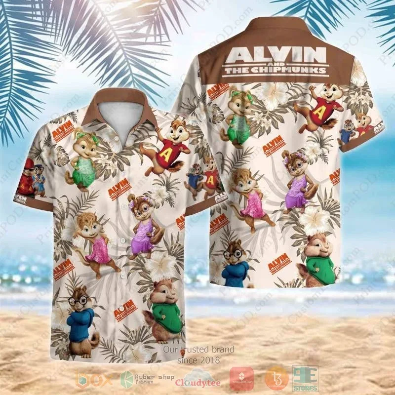 Chipmunks Chip Dale Brown Stripes Hawaiian Shirt Disney Hawaiian Shirt