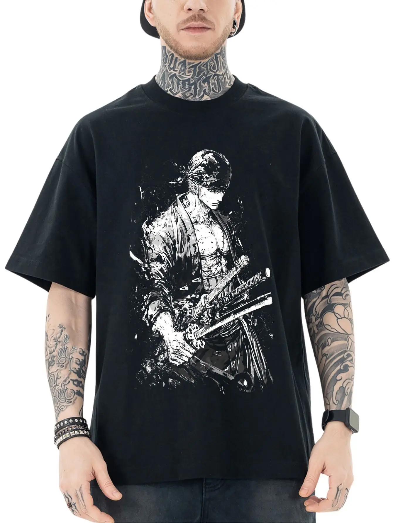 

ONE PIECE Animation Derivatives ZORO Printed Short Sleeve T-Shirt Men's and Women's 2025 Summer New Fashion Casual Cotton Top