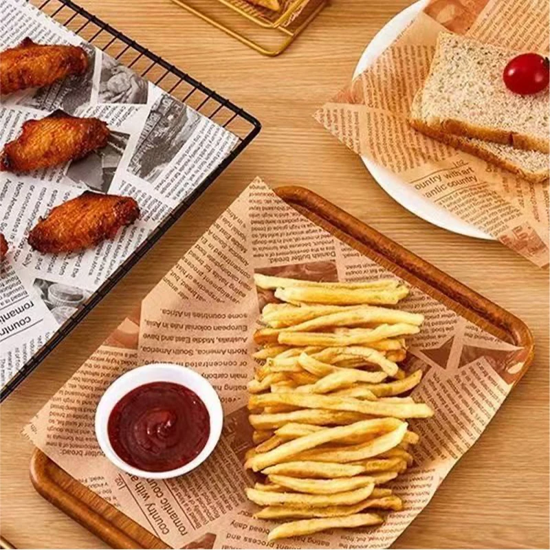100Pc Oil-absorbing Newspaper Kitchen Oil-proof Wax Paper Frie Fried Chicken Oil-absorbing Paper Bread Bake Separating Pad Paper