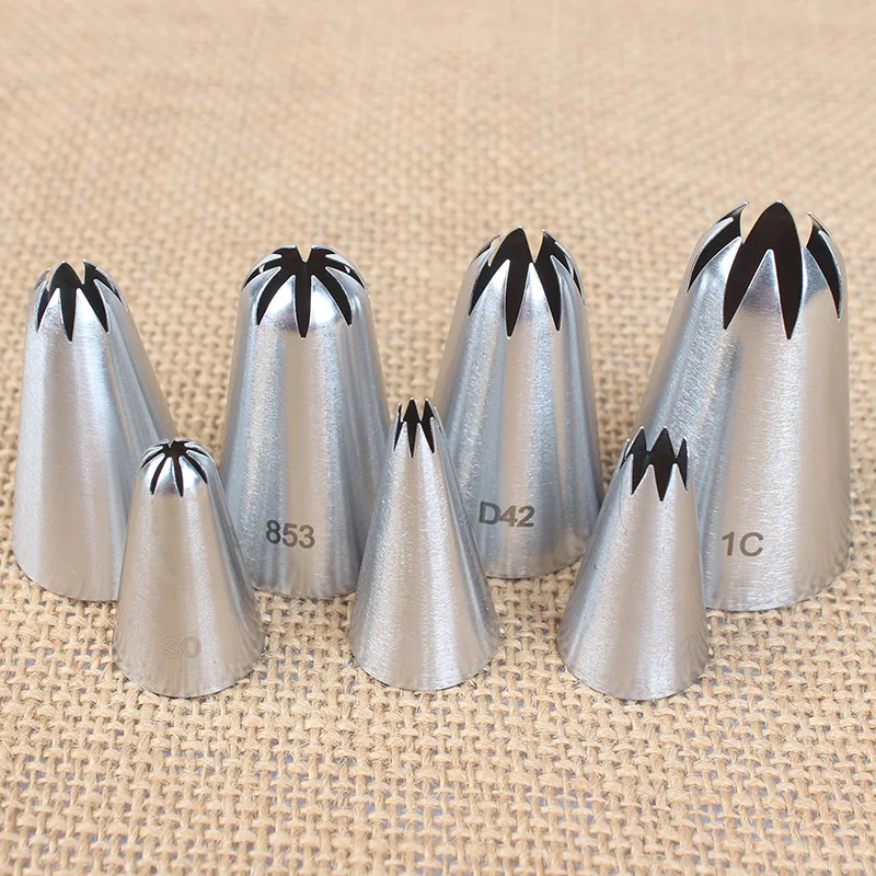 7pcs Cookies Tip Metal Cream Decorating Tip Sets Pastry Tools Stainless Steel Piping Icing Nozzle Cupcake Head Dessert