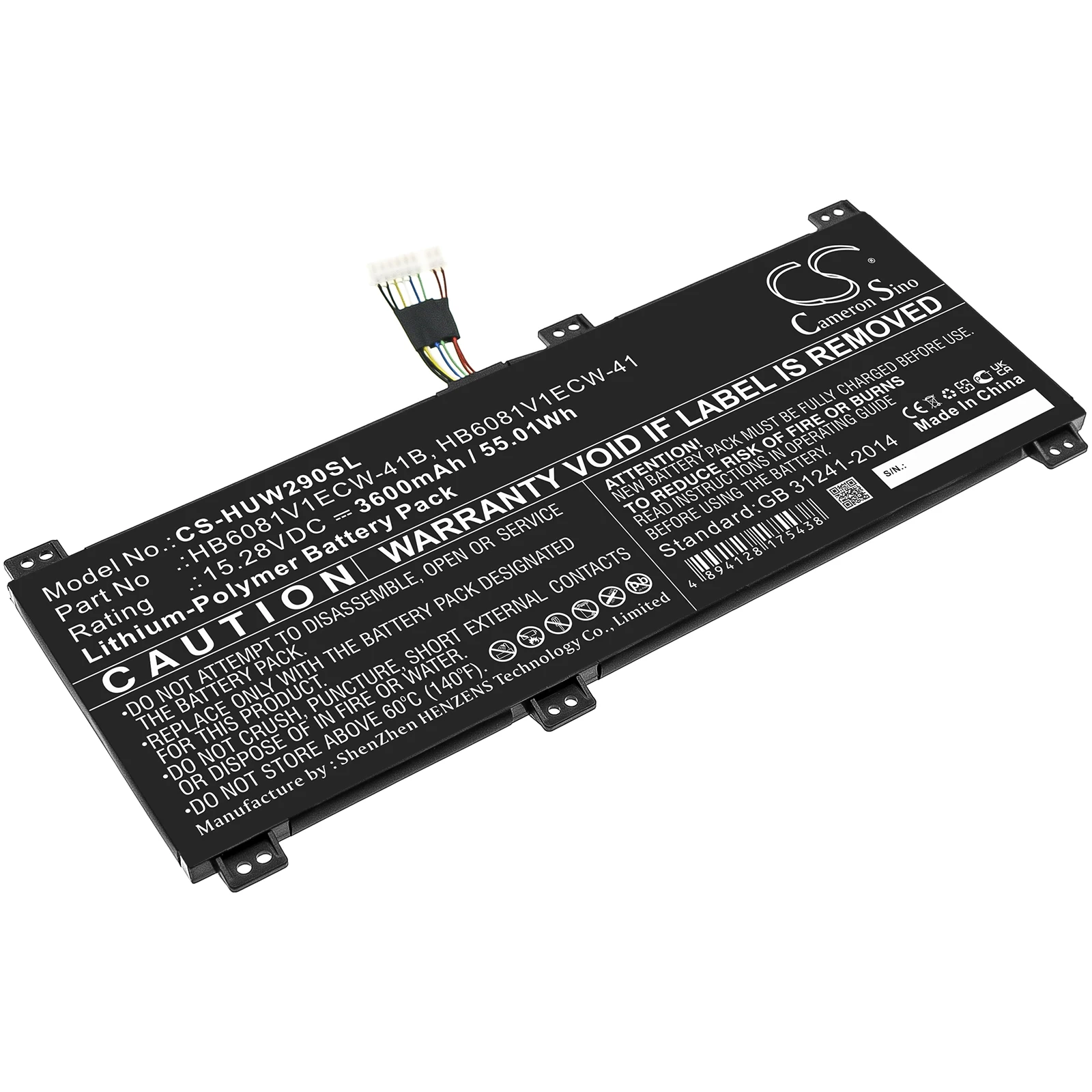 

CS Notebook, Laptop Battery for Huawei MateBook D 16 HBL-W29 MagicBook Pro 2020 HLY-W19RP V700 HBL-W19 Fits HB6081V1ECW-41 41B