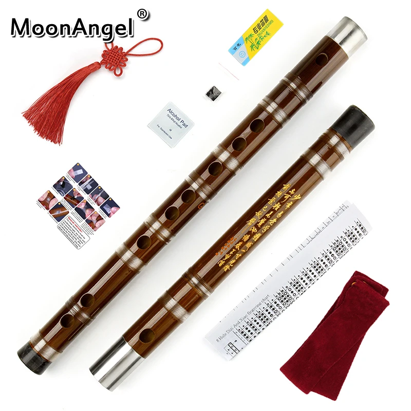 Professional Chinese Bamboo Transverse Flute Dizi Musicais Key Of C/ D/E/ F/G 6 Hole Bass Huaisu Dual Plug Flute