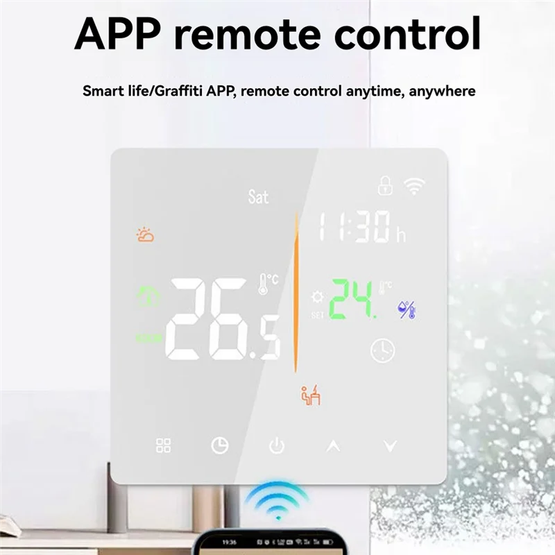 

FFYY-Tuya Wifi Smart Thermostat Programmable Thermostat For House 16A Electric Heating Voice Control Via Google Home & Alexa