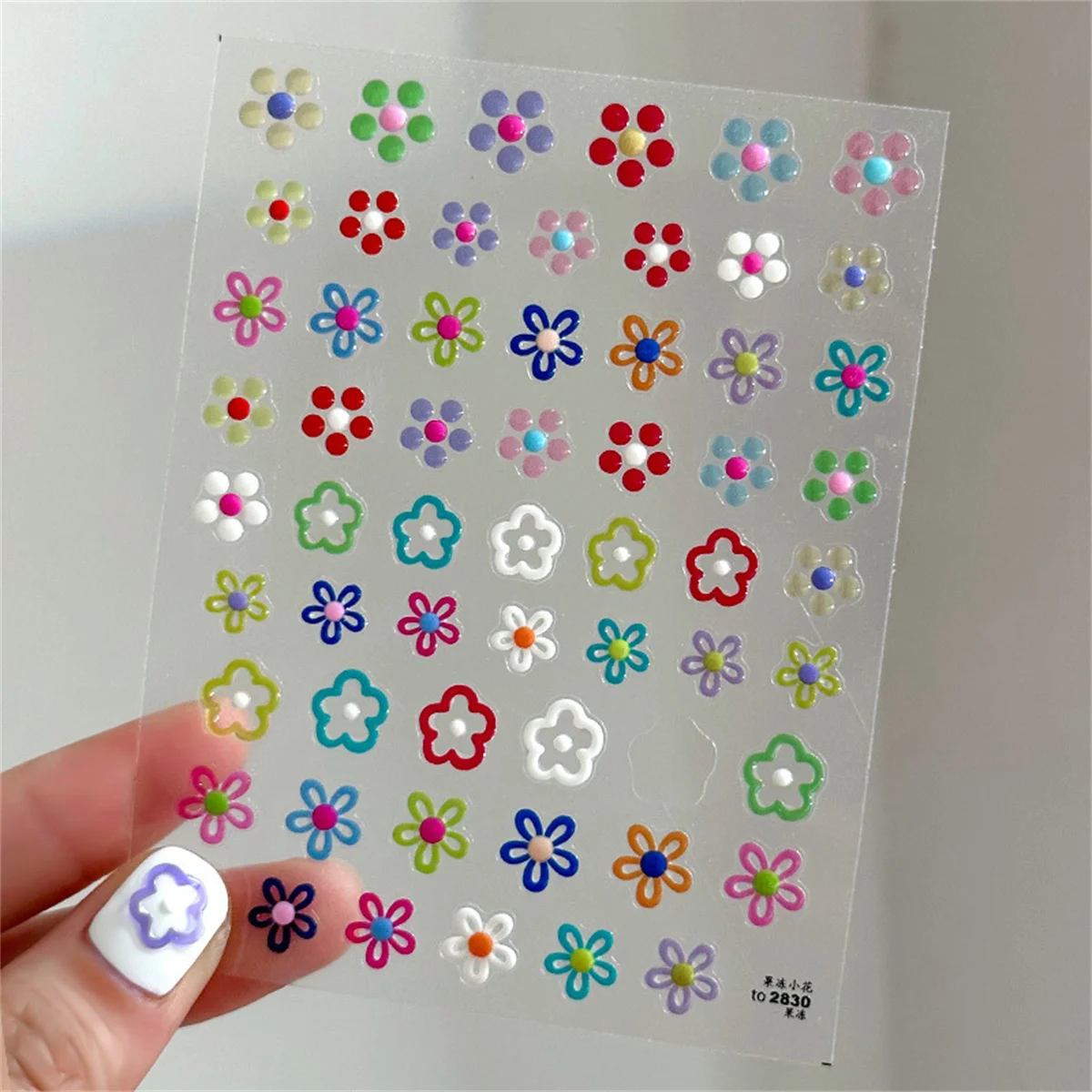 

5D Jelly Colorful Flower Nail Art Stickers Japanese Kawaii Flower Design Nail Decorations Decals Slider Self Adhesive DIY Salons