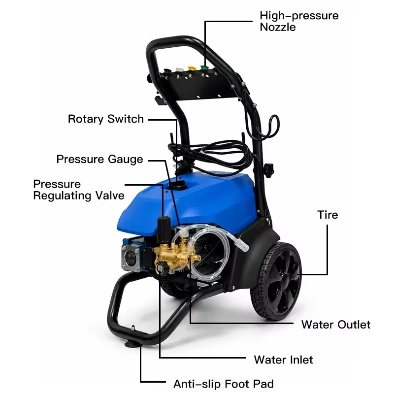 150Bar 2.2KW Electric High Pressure Washer Commercial Vehicle Cleaner with for WOJET Three-Cylinder Pump