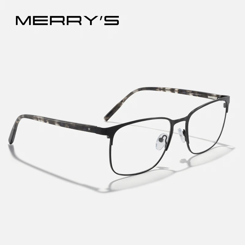 MERRYS DESIGN Men Women Classic Titanium Alloy Optical Glasses Frames Acetate Legs Square Eyeglasses Male Glasses S2411