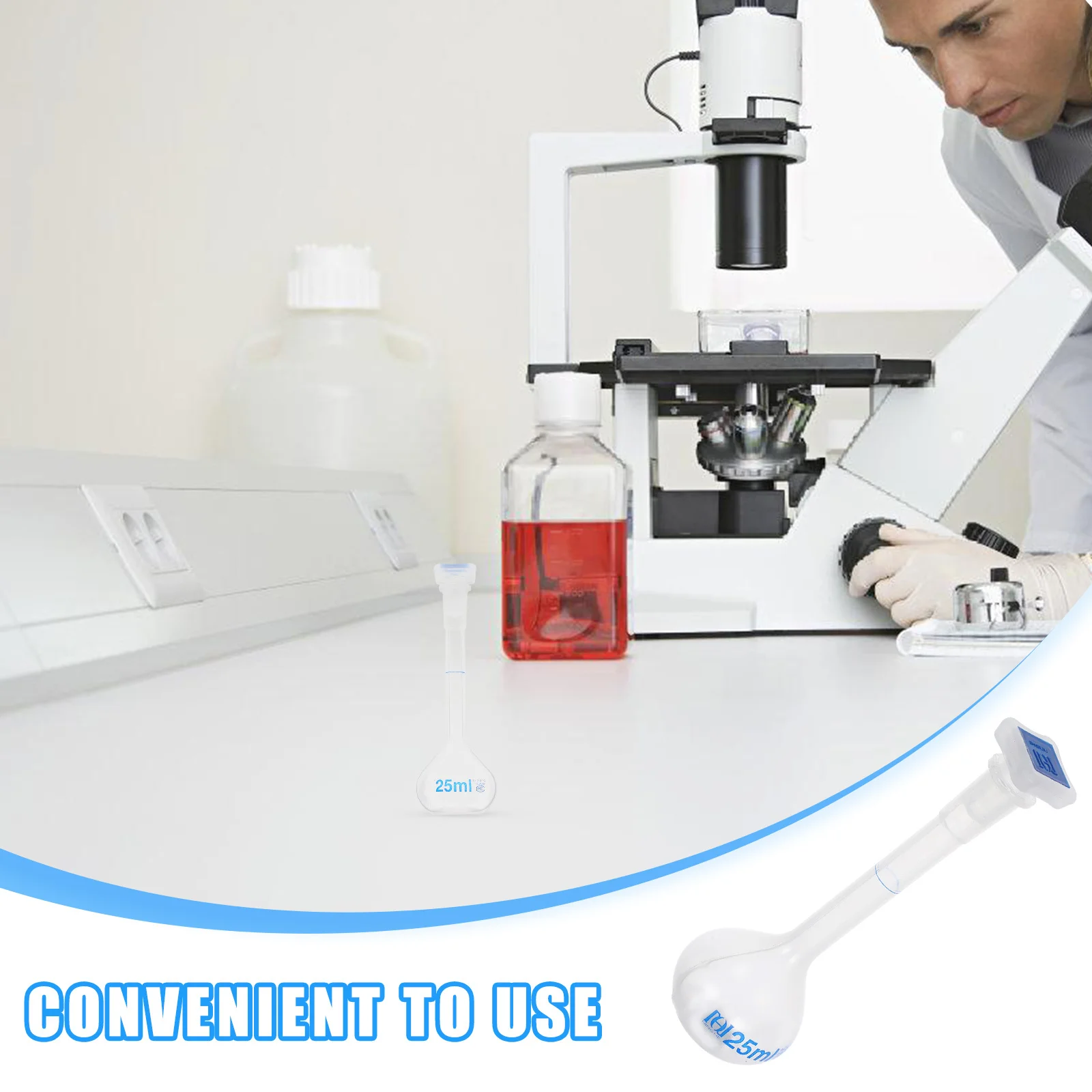 Transparent Plastic Volumetric Flask 25ml Science Reagent Bottle for Chemical Analysis Biology Experiments Lab Equipment