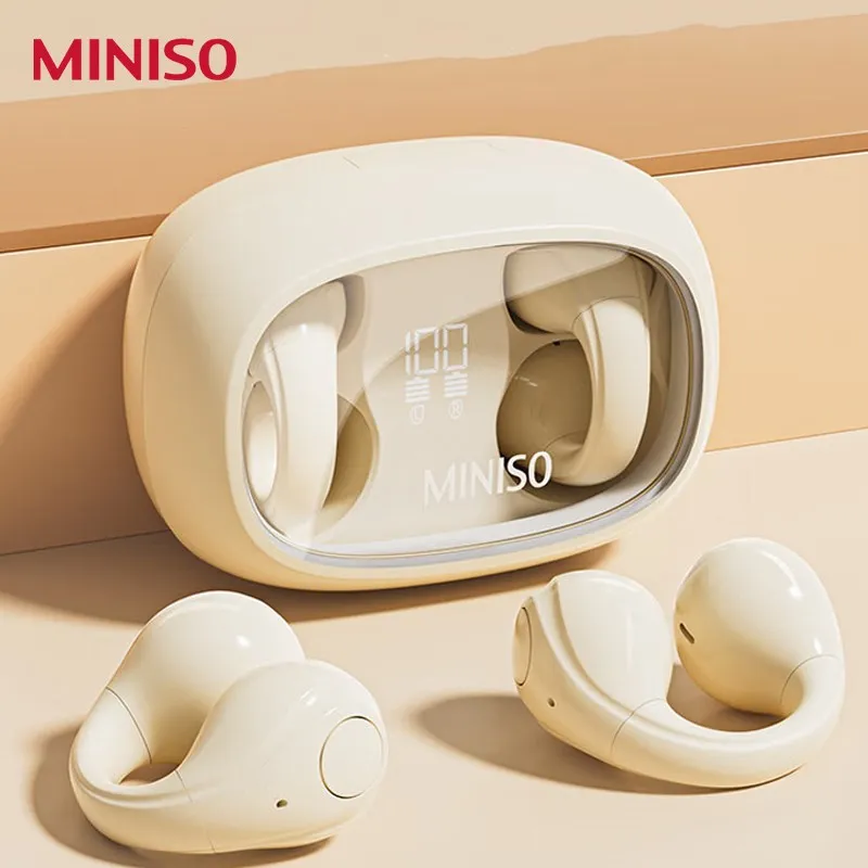 MINISO A02 Bluetooth Earphones LED Digital Display Touch Control Earbuds Ear Clip Wireless Sport Headset  2023 New