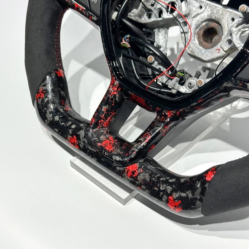 Steering Wheel for Renault Clio 5 Car Parts with Suede for Renault Clio 5 with LED Flat Bottom Real Carbon Fiber New Design view 3