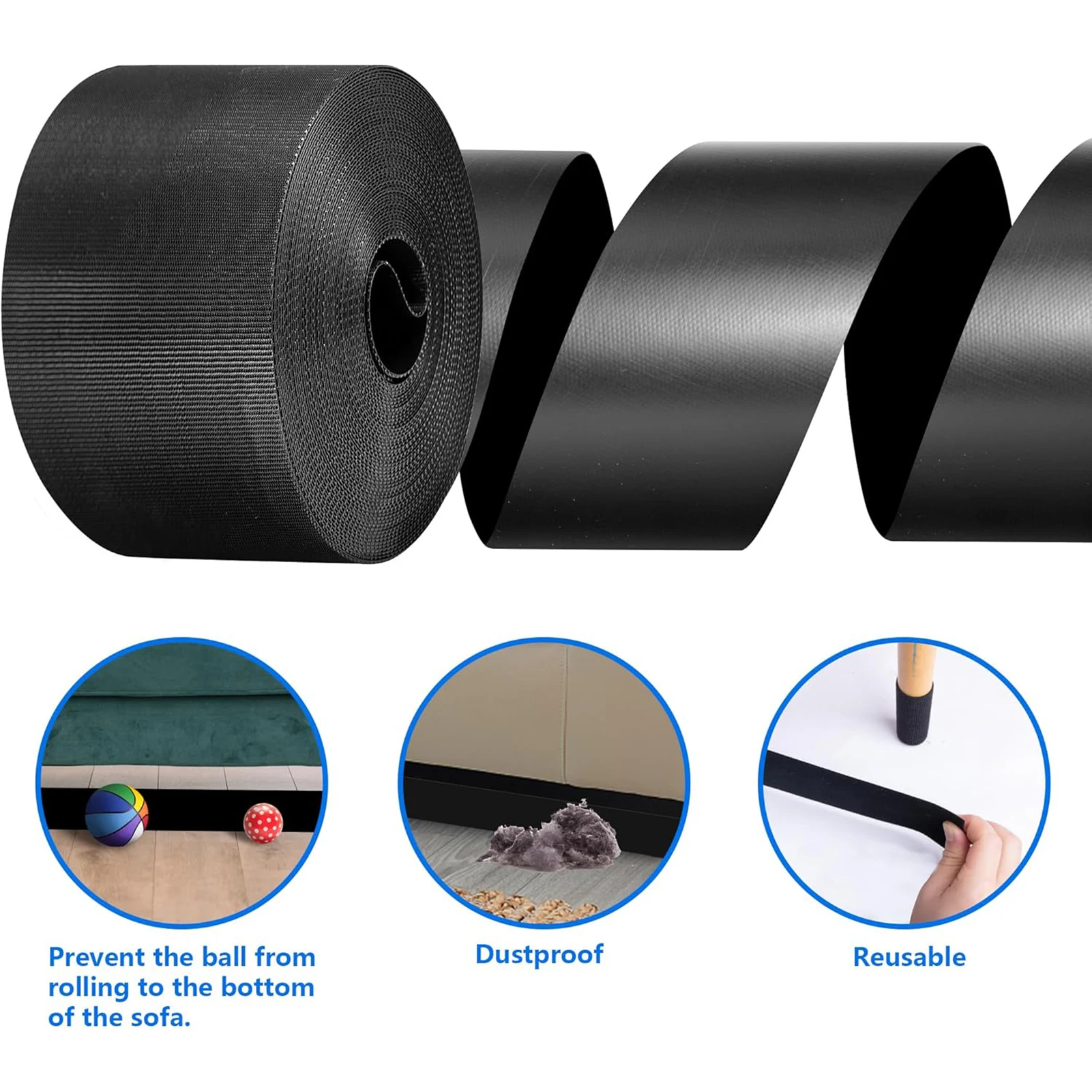 Cuttable PVC Under Couch Blocker Adjustable Length Sofa and Bed Self-Adhesive Gap Bumper Inserts Sofa Saver Supplies