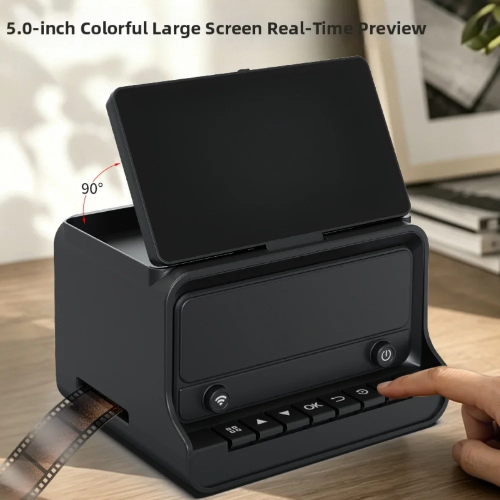 High-Definition 135 Film Scanner With WiFi & 5-Inch Flip-Up Screen Digital Scanner Film Converter Scanner Photography Accessory