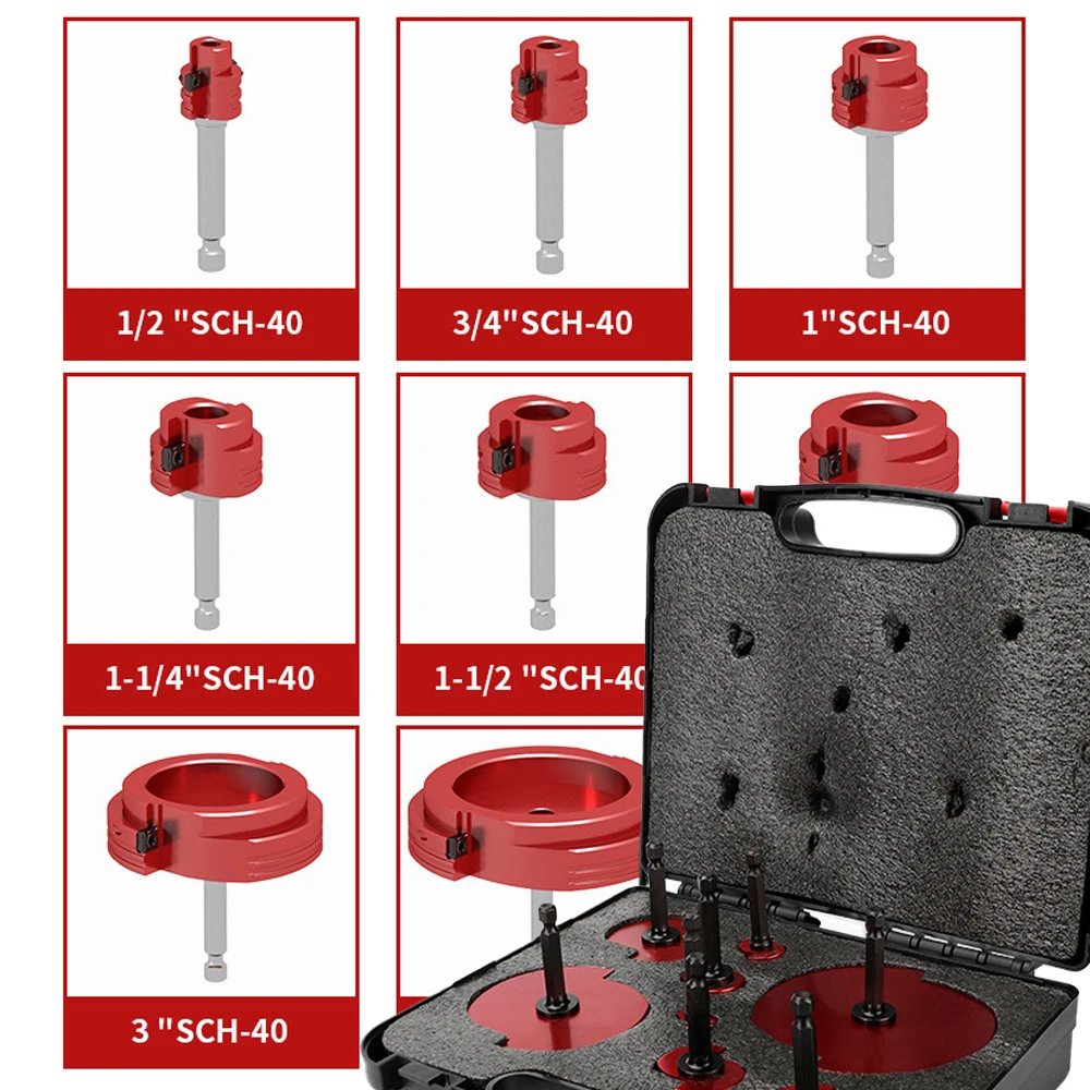8pcs PPR Pipe Reamer Tool Kit, Metal Manual Non Electric Rotating Tool, PVC Pipe Reamer
