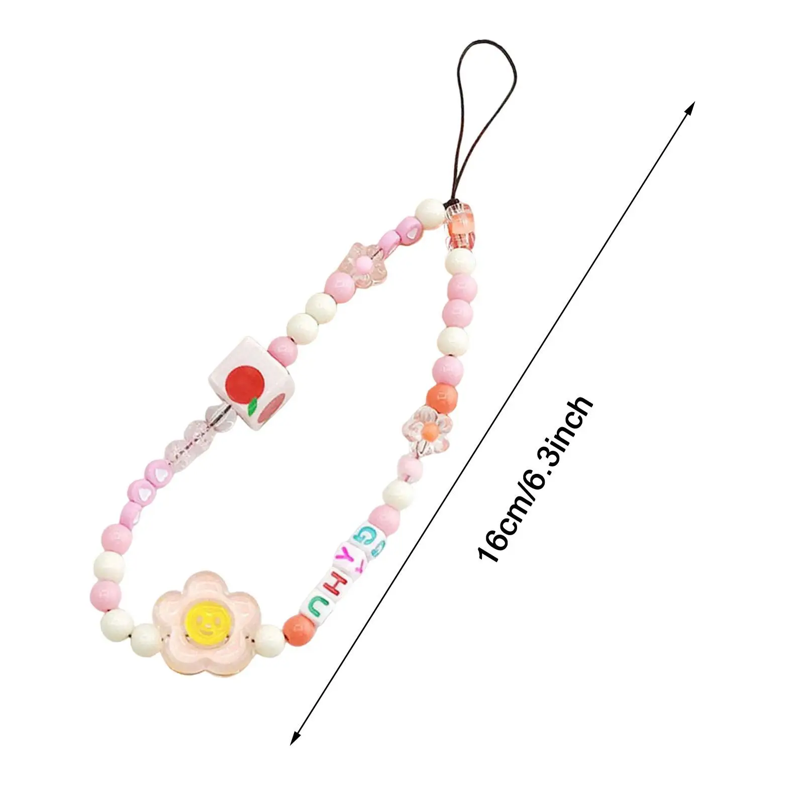 Beads Bracelet Keychain Phone Chain Strap Multipurpose Women Bag Accessory Phone